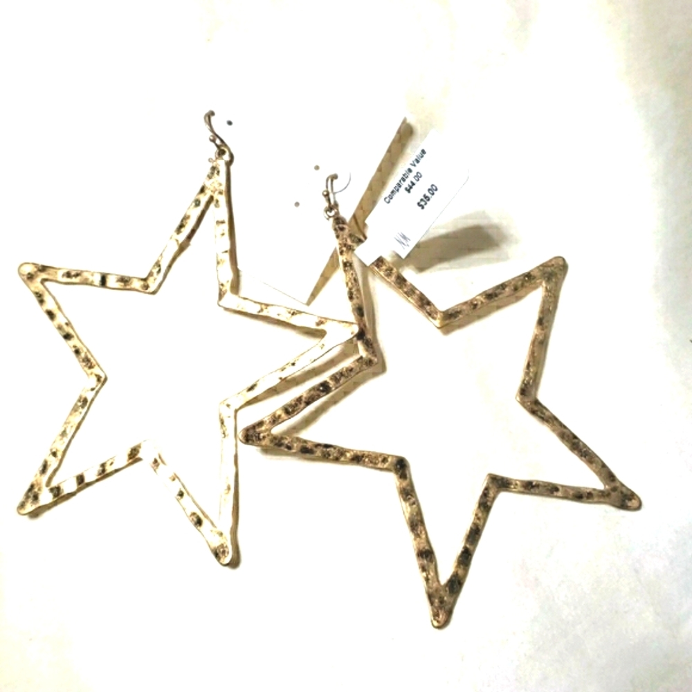 NWT Neiman Marcus Gold Star Earrings